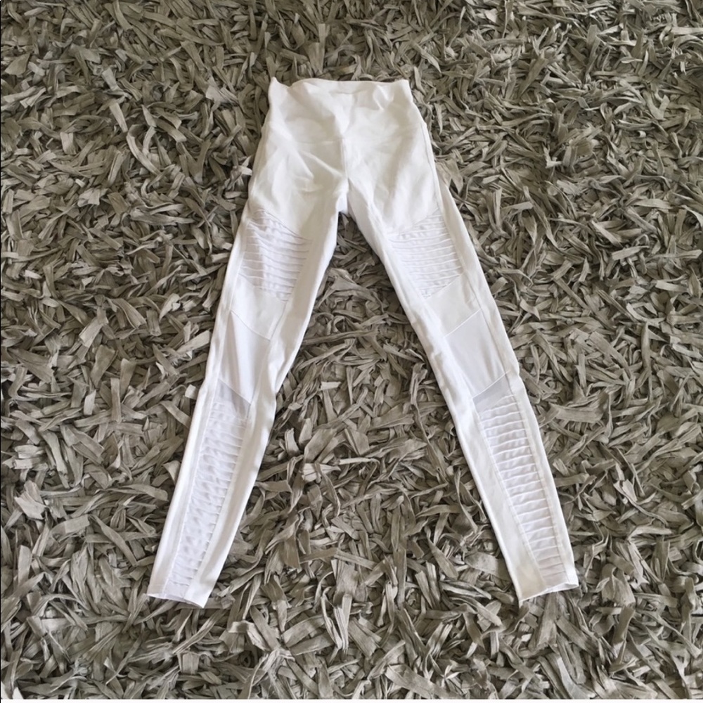 Alo Yoga White Moto Leggings